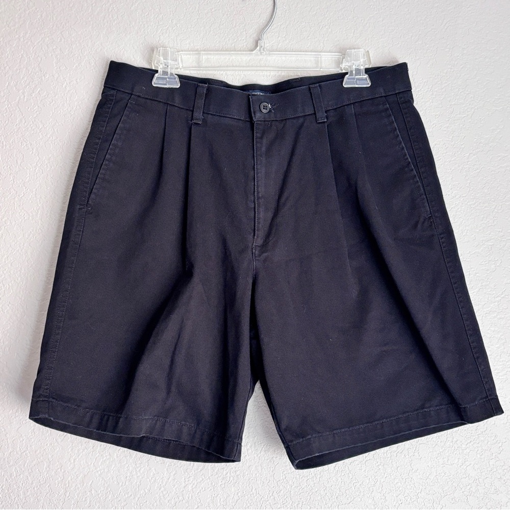 Vintage streetwear Dockers Men Black Pleated Relaxed Fit 100% cotton Shorts W34